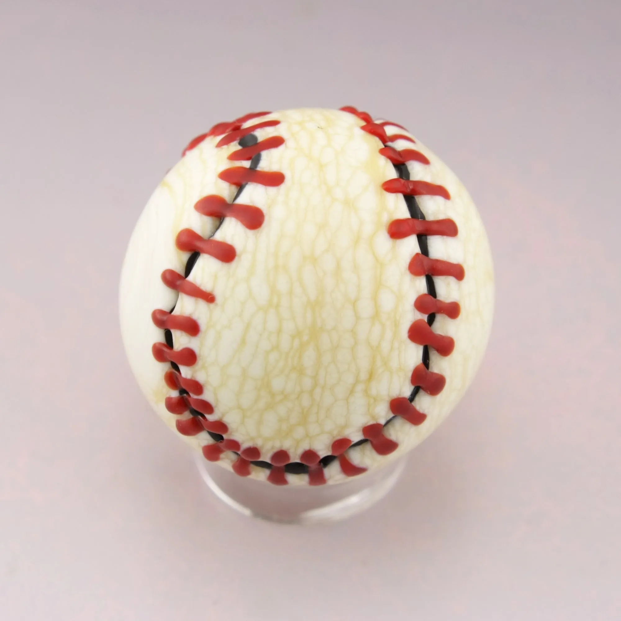 Petite Etched Baseball Marble in Ivory and Red