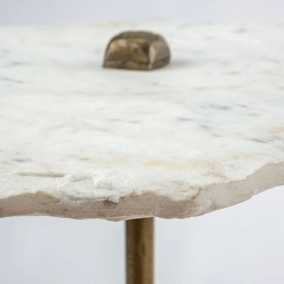 Pinera Accent Table White Marble | Gold Iron