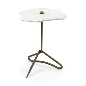 Pinera Accent Table White Marble | Gold Iron