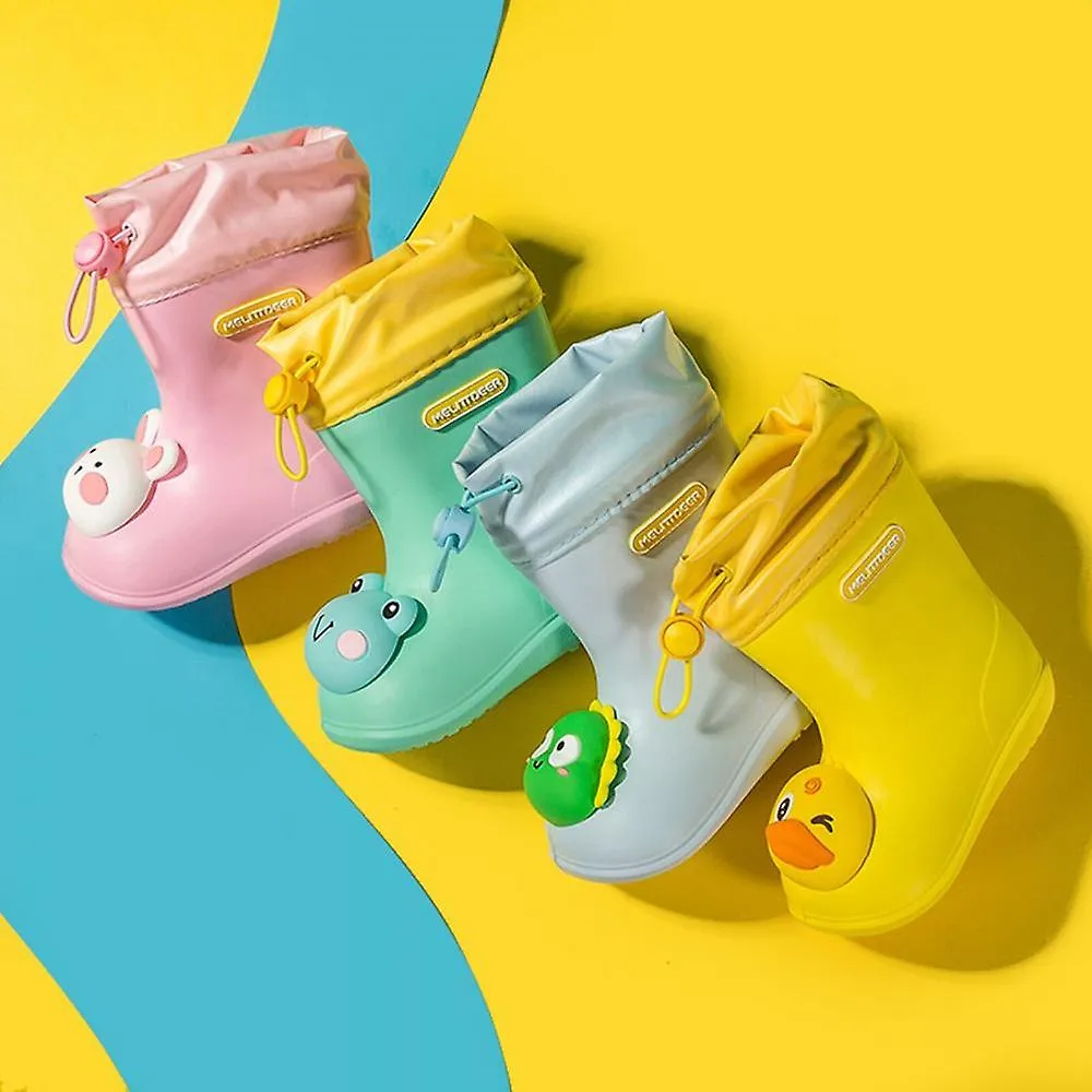 Pink 160Children's Cartoon Pvc Rubber Waterproof Rain Boots Fashion Classic Baby Water Shoes Rabbit Frog Dolls Boys Girls