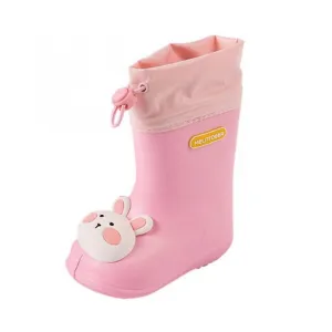 Pink 160Children's Cartoon Pvc Rubber Waterproof Rain Boots Fashion Classic Baby Water Shoes Rabbit Frog Dolls Boys Girls