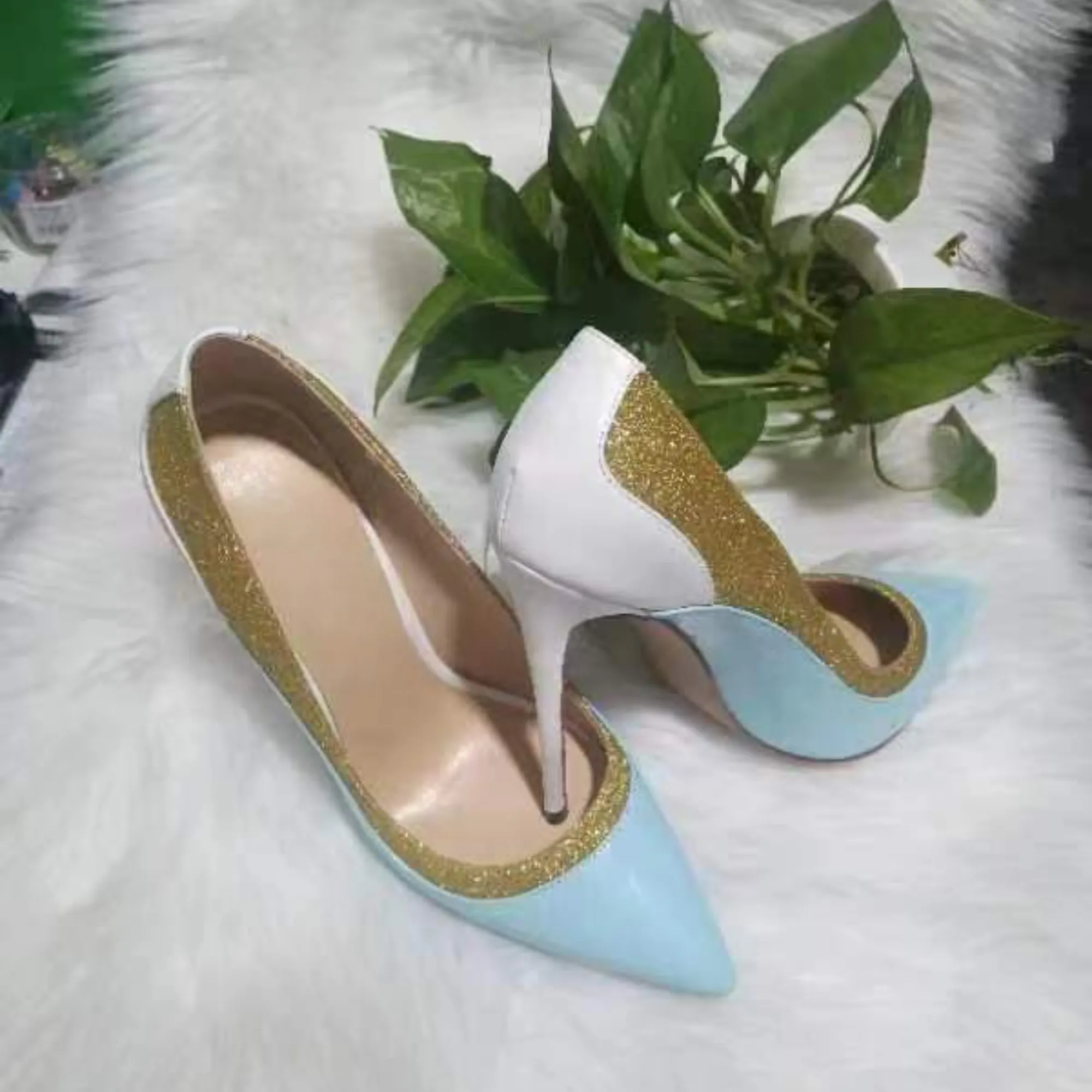 Pre Order:  Glitter Trimmed Sky Blue Stilettos