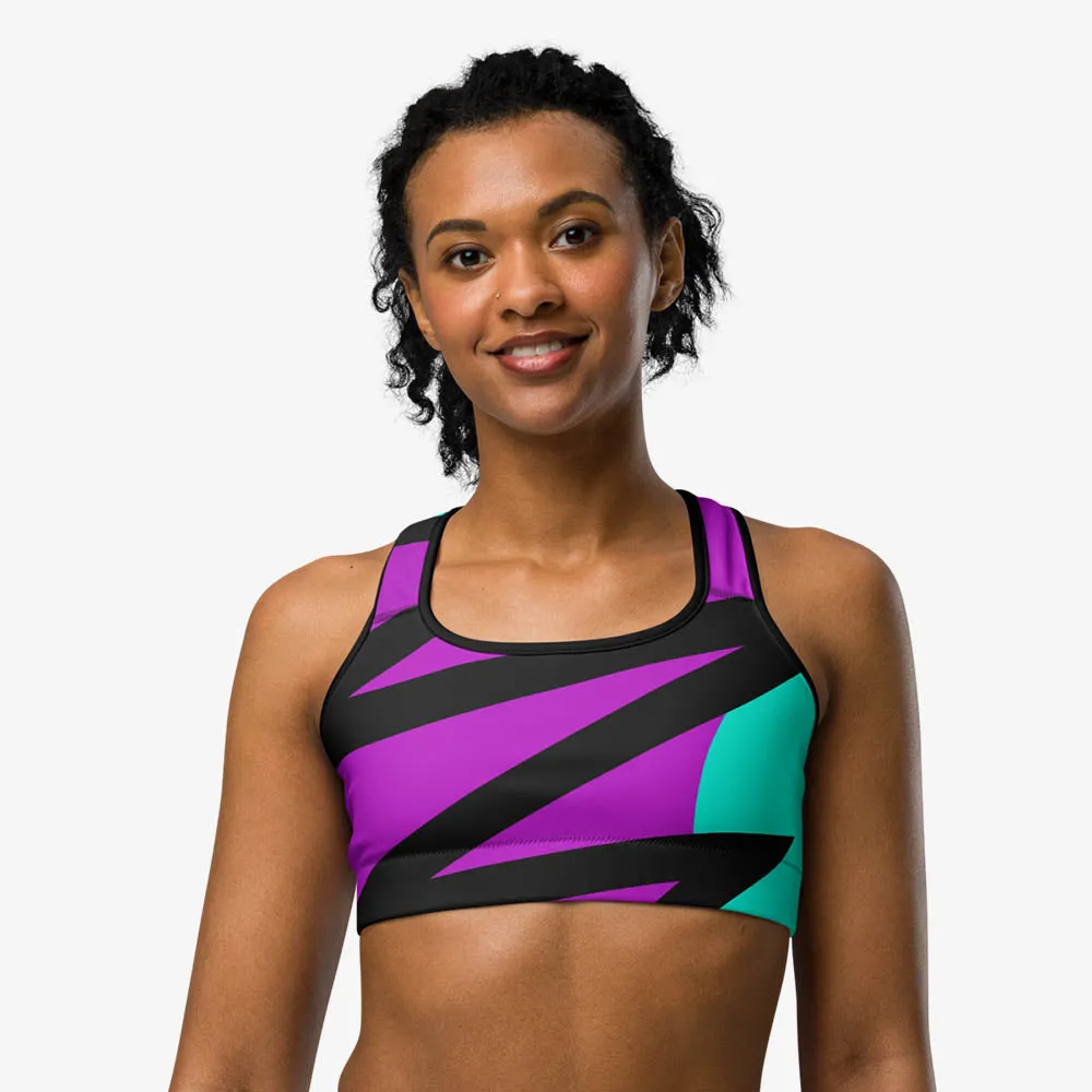 Printed Sports Bra "Surrealist 2" Purple/Red/Black