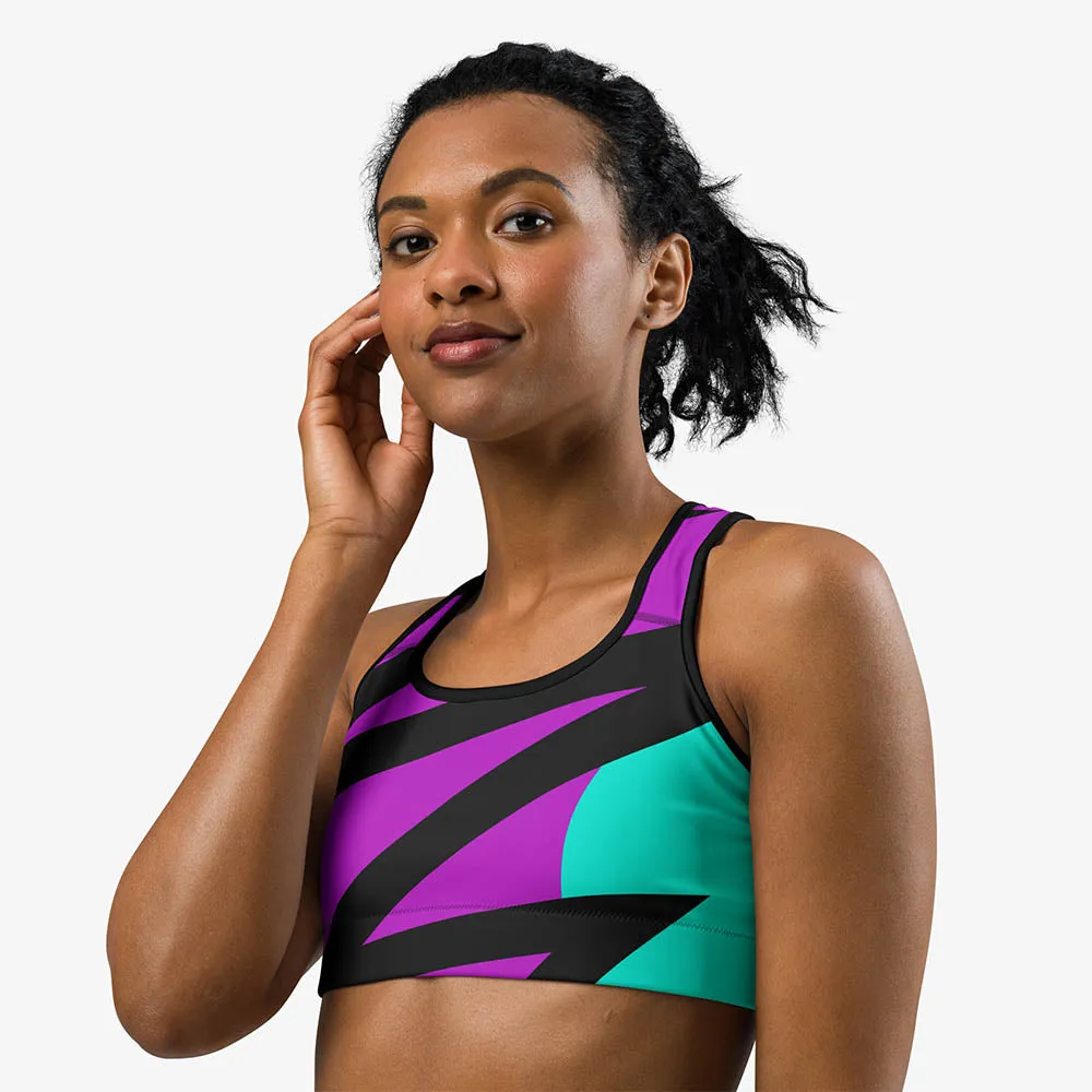 Printed Sports Bra "Surrealist 2" Purple/Red/Black