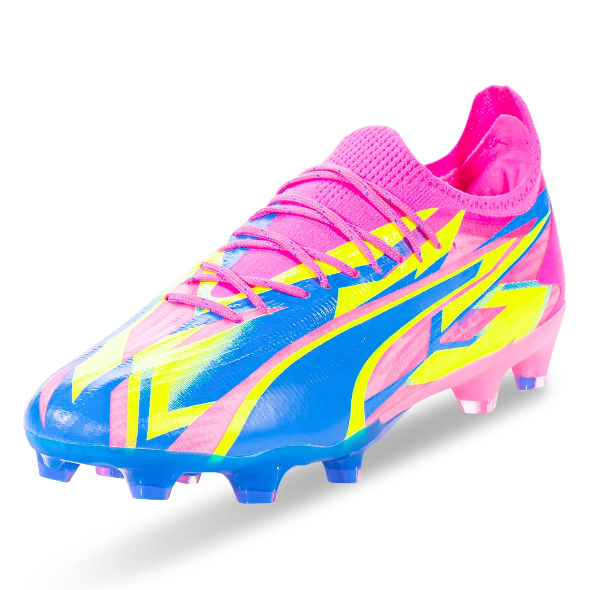 Puma Ultra Ultimate Energy FG/AG Soccer Cleats (Pink/Ultra Blue/Yellow Alert)