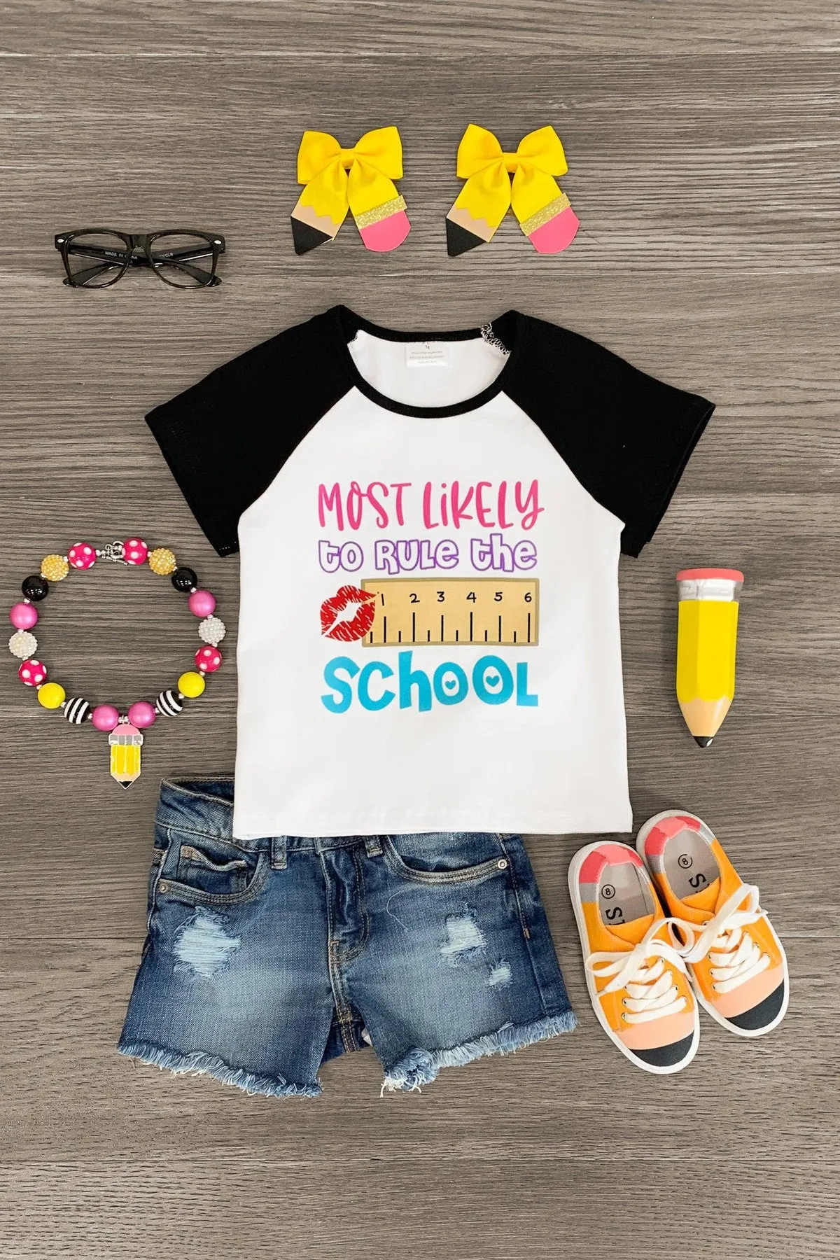 "Most Likely To Rule The School" Black & White Top