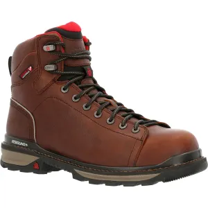 Rocky Mens Dark Brown Leather CT WP Rams Horn Work Boots