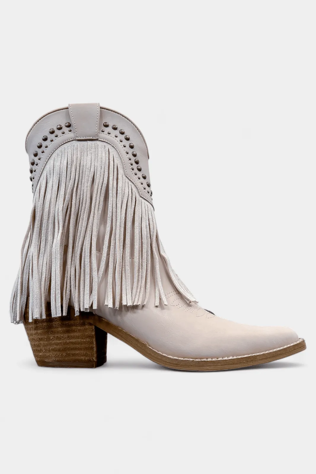 Sand Western Fringe Short Boots