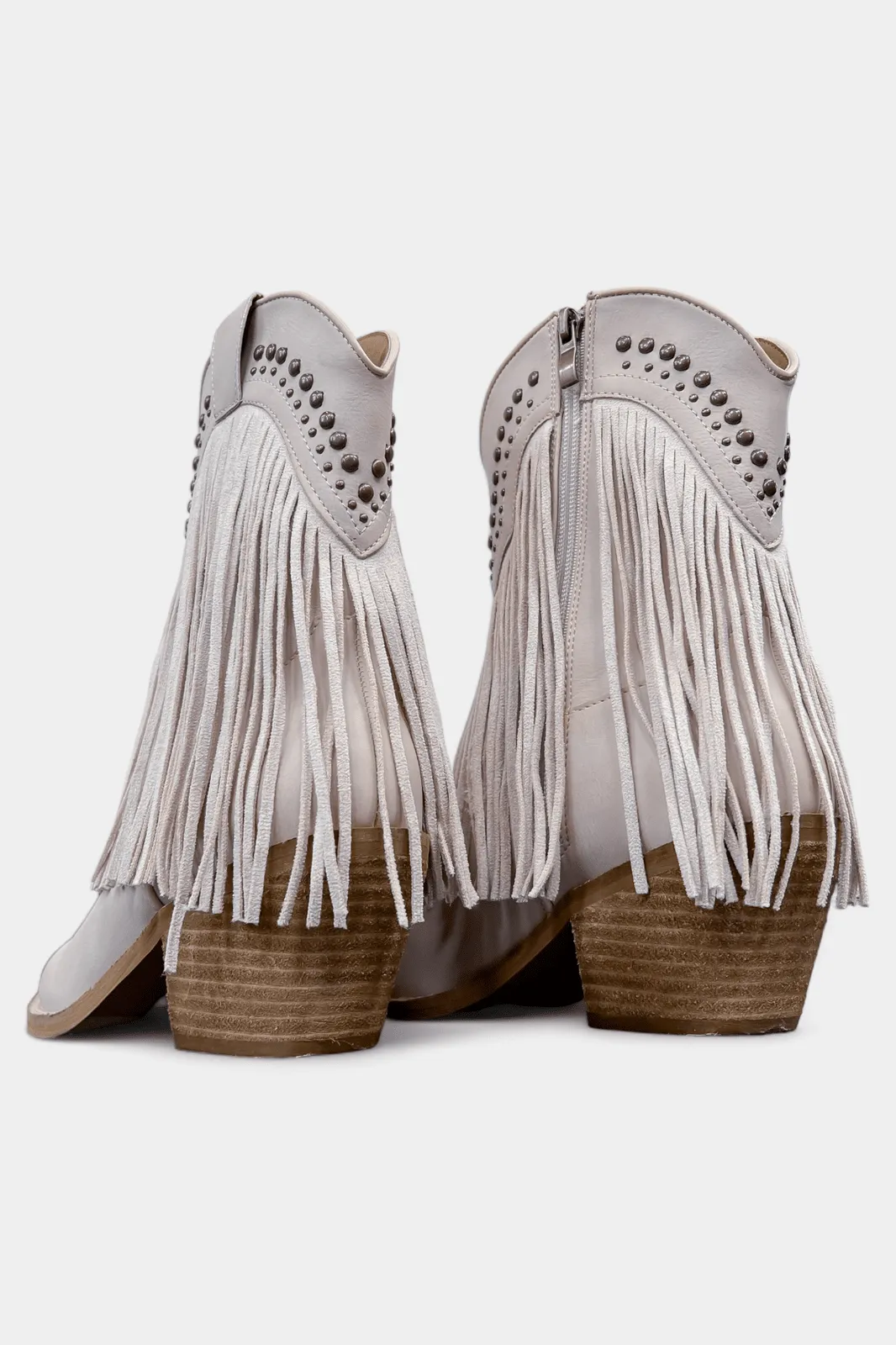 Sand Western Fringe Short Boots