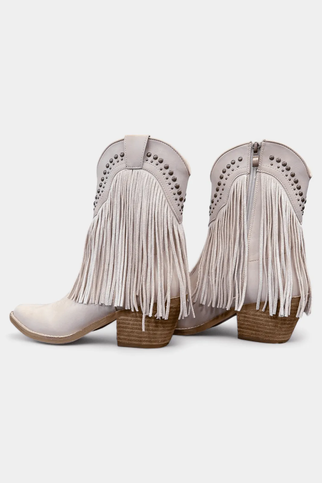 Sand Western Fringe Short Boots