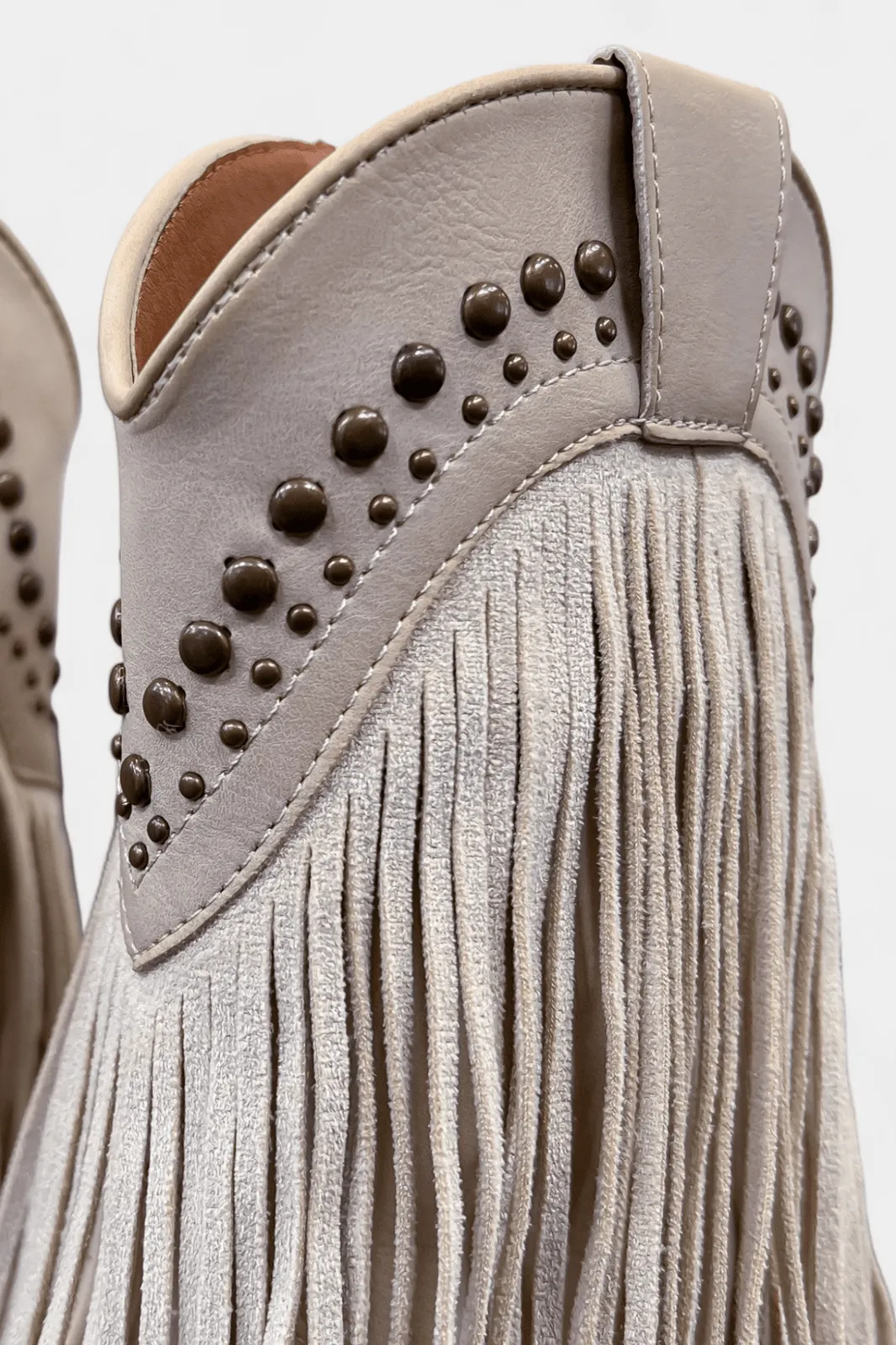 Sand Western Fringe Short Boots