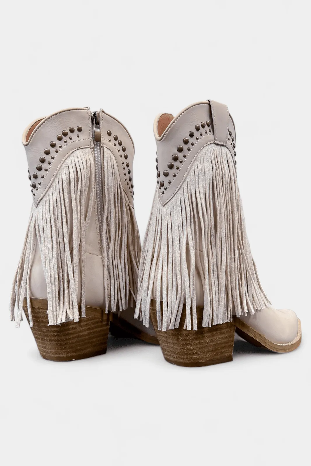 Sand Western Fringe Short Boots