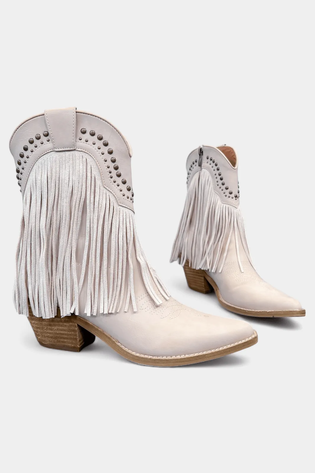 Sand Western Fringe Short Boots