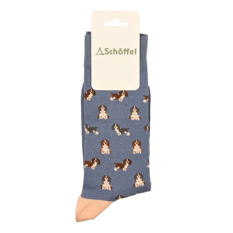 Schoffel Single Cotton Socks - Blue Spaniel