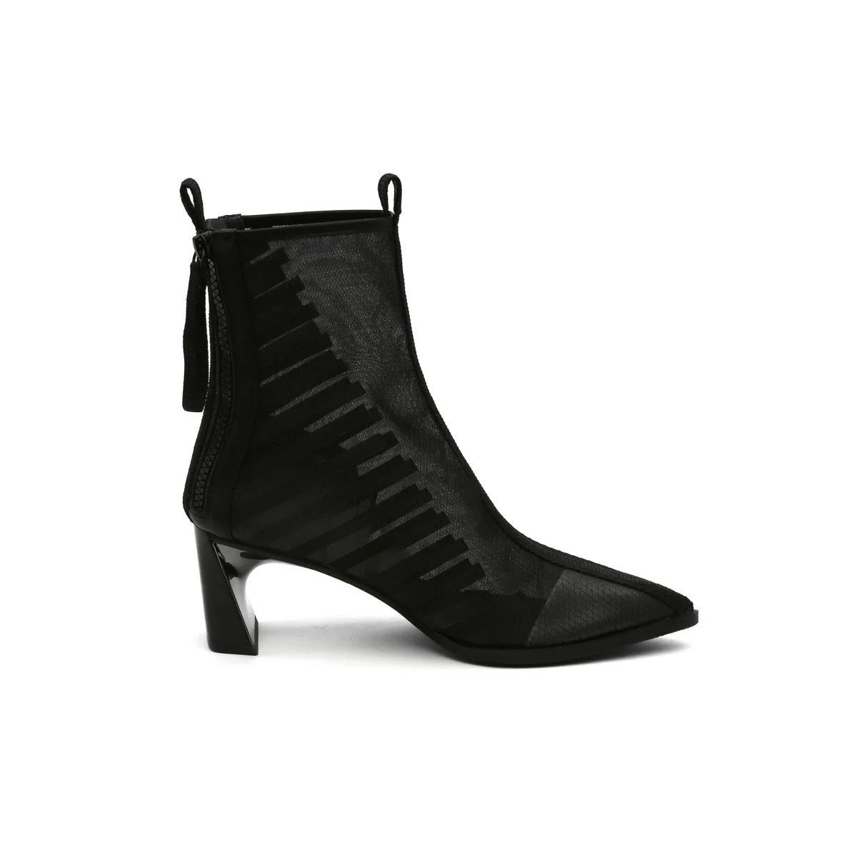 Skyline Mesh-Trimmed Leather Ankle Boots