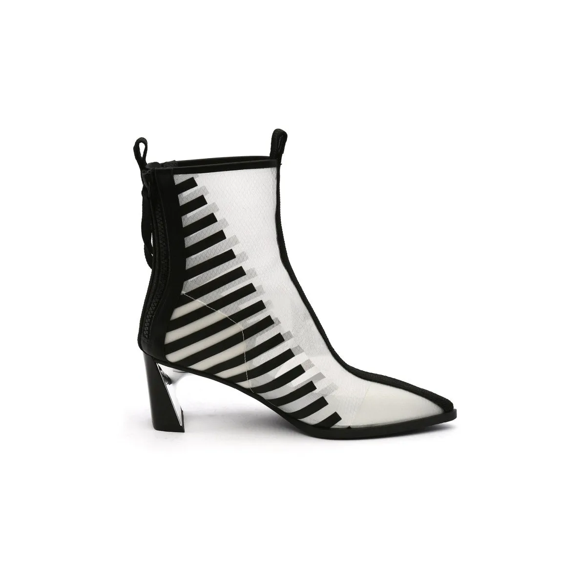 Skyline Mesh-Trimmed Leather Ankle Boots