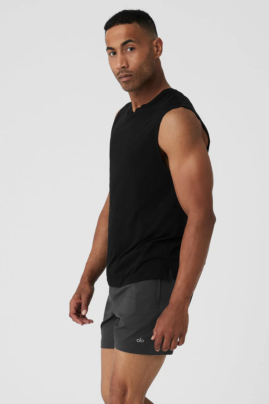 Sports Club Palms Muscle Tank - Black/Dark Grey