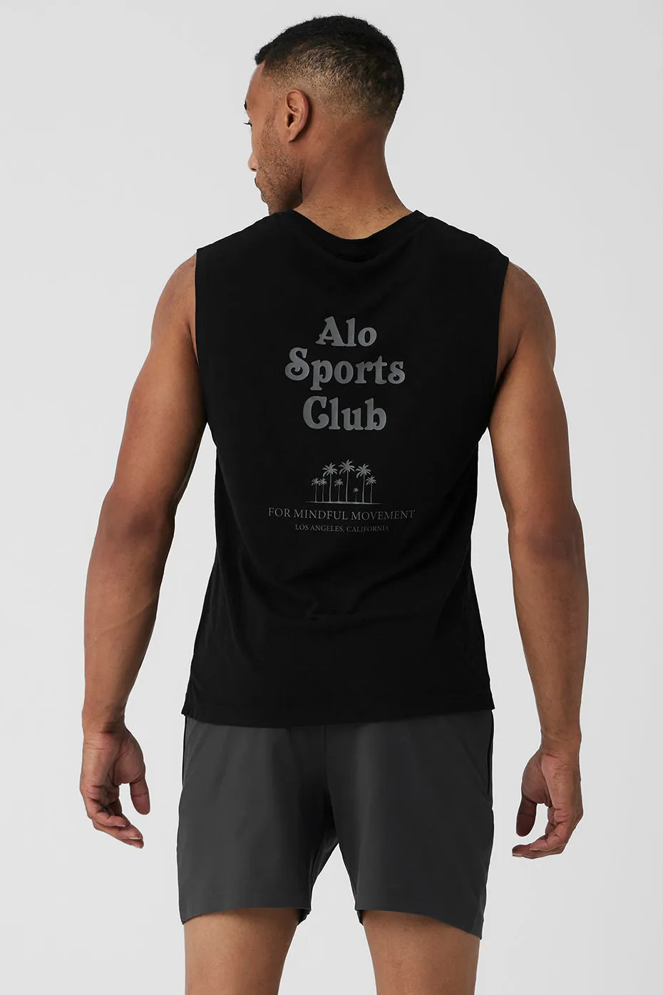 Sports Club Palms Muscle Tank - Black/Dark Grey