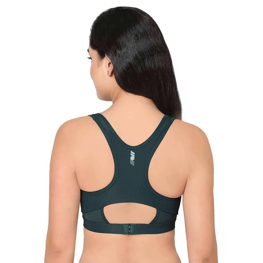 Sports Lover Padded Non-wired Racer Back Medium Intensity Full coverage Sports Bra - Green