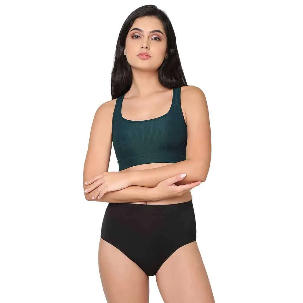 Sports Lover Padded Non-wired Racer Back Medium Intensity Full coverage Sports Bra - Green