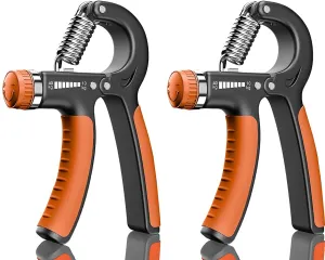 Strauss Adjustable Hand Grip Strengthener Black & Orange (Pack of 2)