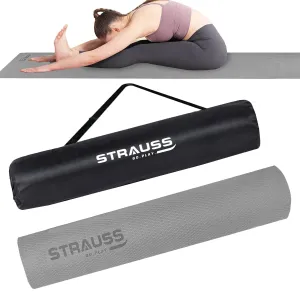 Strauss Anti Skid EVA Yoga Mat with Carry Bag, 6mm, (Grey)