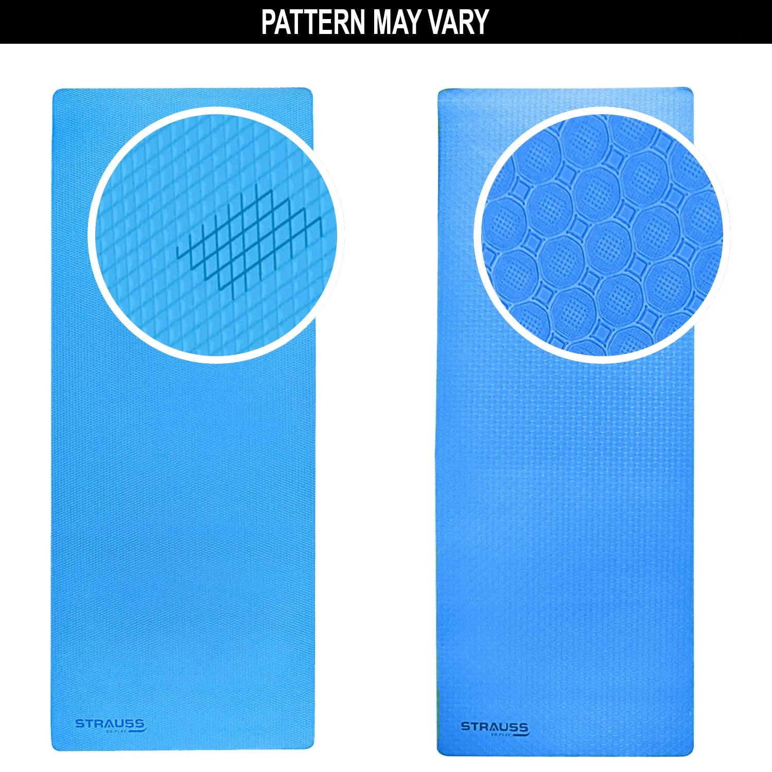 STRAUSS Anti Skid EVA Yoga Mat with Carry Bag, 6mm, Non-Slip Exercise Mat for Home & Gym | Lightweight & Durable Workout Mat | Ideal for Yoga, Pilates, Fitness | Ideal for Men & Women, (Sky Blue)