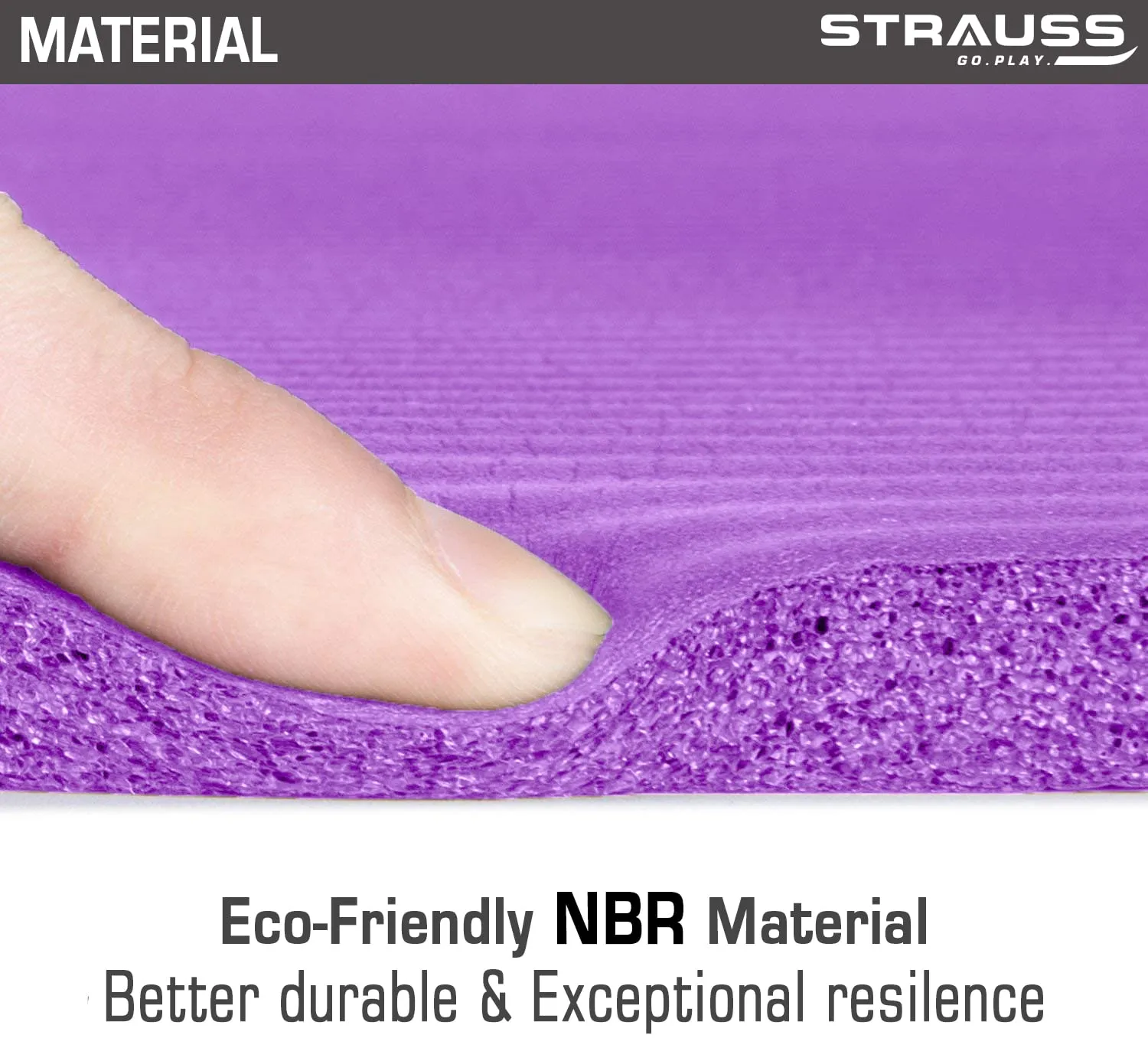 Strauss Extra Thick Yoga Mat with Carrying Strap, 10 mm (Purple)