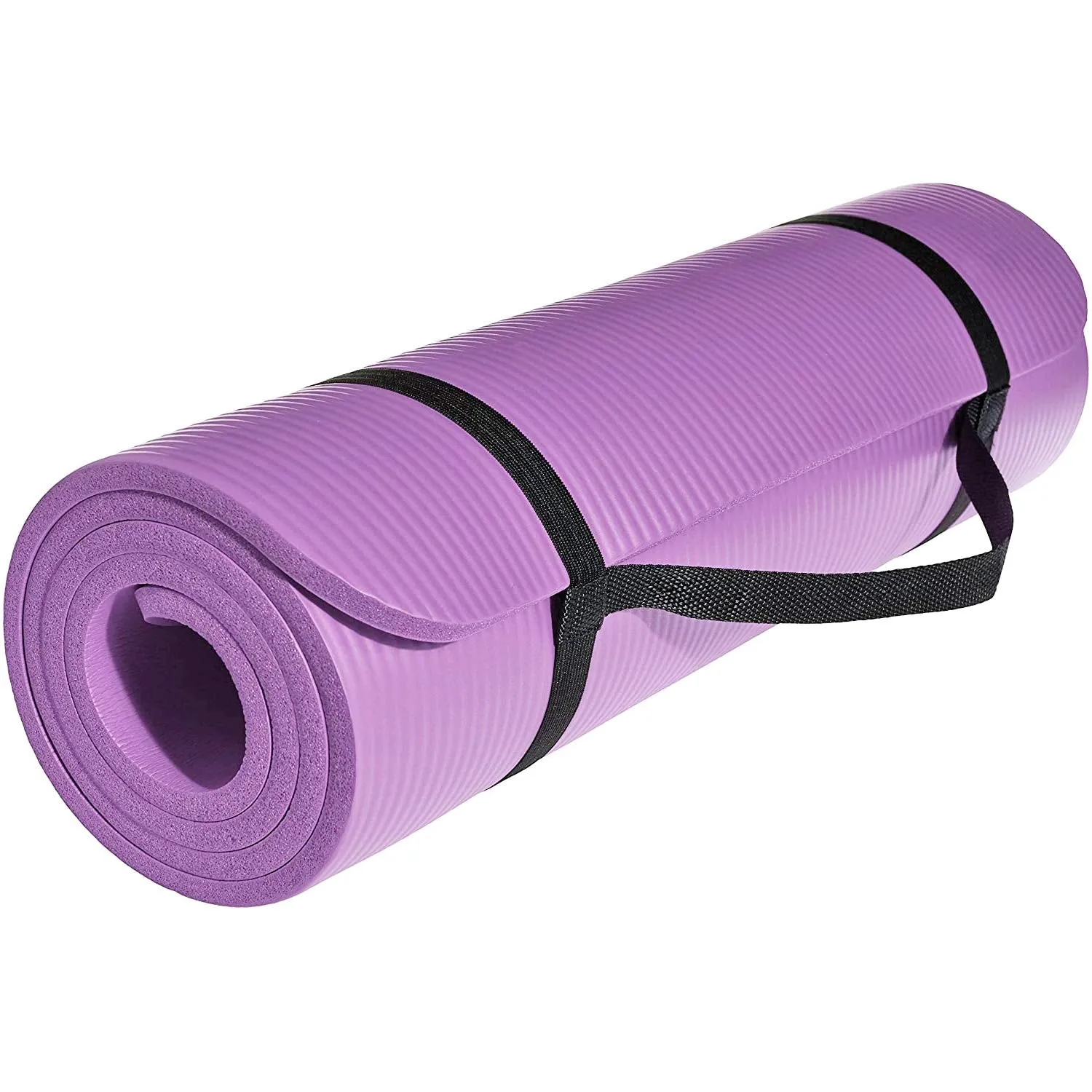 Strauss Extra Thick Yoga Mat with Carrying Strap, 10 mm (Purple)