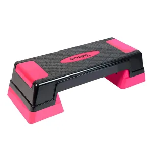 Strauss High Rise Aerobic Stepper | Two Height Level Adjustments - 6 inches and 8 inches | Slip-Resistant & Shock Absorbing Platform for Extra-Durability - Supports Upto 200 KG, (Pink)