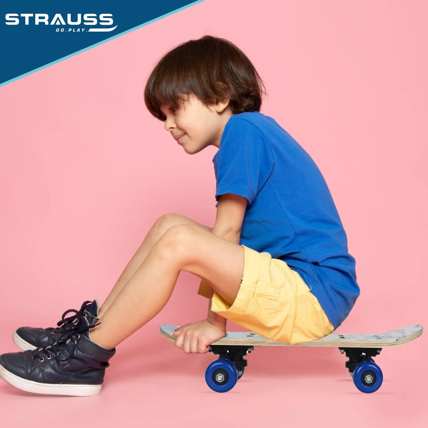 Strauss Kids Skateboard | 17 X 5 Inches Maple Wood Skateboard with PU Wheels for Kids Upto 5 Years | Suitable for Boys and Girls | Ideal for Beginners,Learners and Training Purpose, (White Horse)