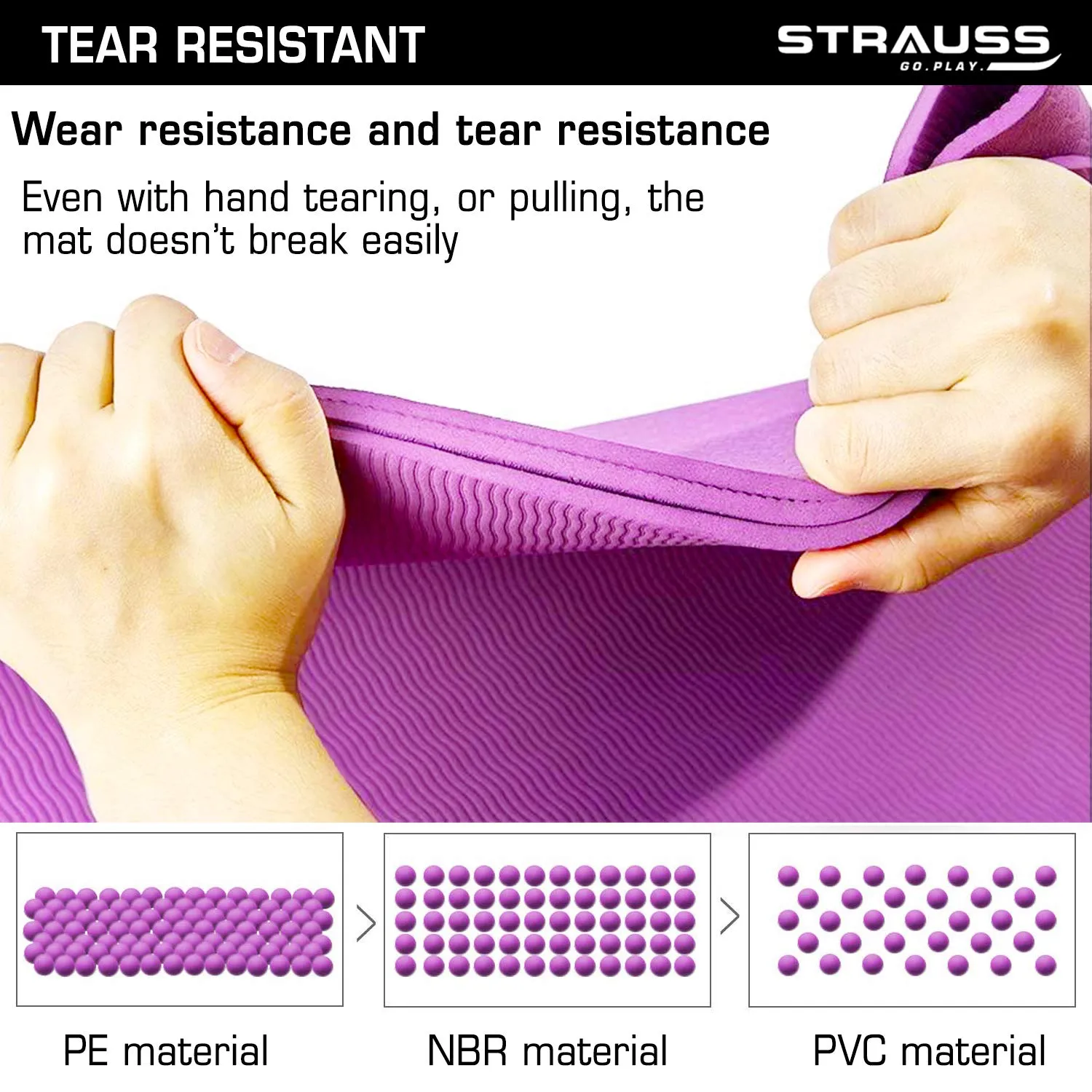 Strauss PE Eco-Friendly Yoga Mat, 6 mm (Purple)