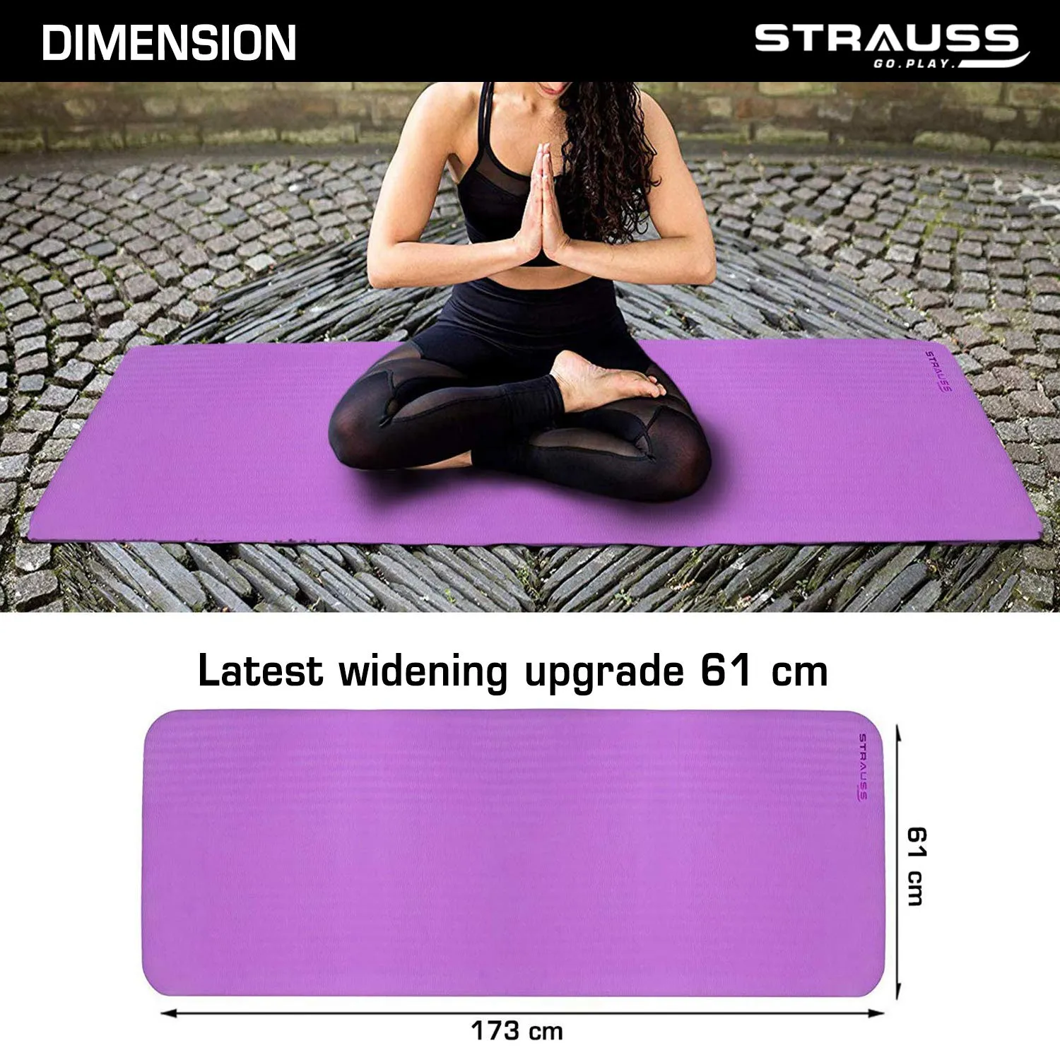 Strauss PE Eco-Friendly Yoga Mat, 6 mm (Purple)