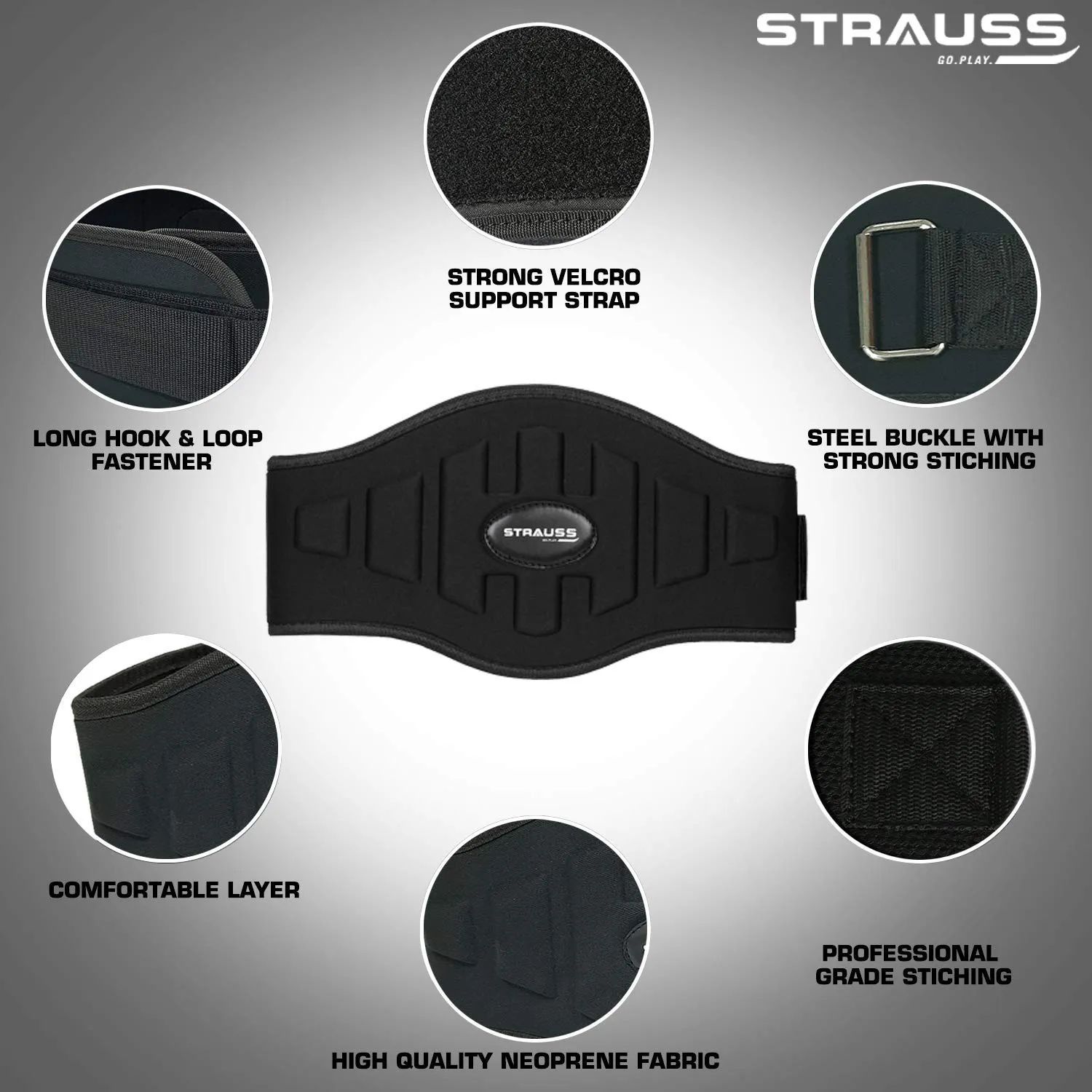 Strauss PT Cotton Wrist Support, Pack of 2 (Black) with Gym Belt