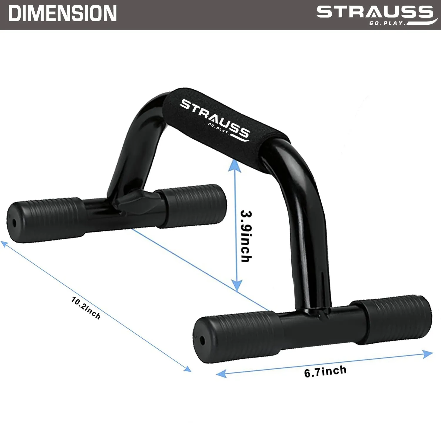 Strauss Push-Up Bar, Pair | Comes with PVC Bracket for Non-Slip & Sturdy Exercise at Home or Gym | Padded and Angled Grip Push-Up Stands for Men & Women Exercise, (Black)