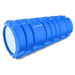 Strauss ST-1441 Grid Foam Roller (Black), 33 CM and Acupressure Massage Ball, 3.5-inch (Blue)