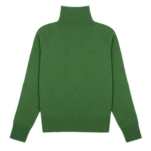 Sunspel Womens Lambswool Funnel Neck Jumper Bright Green