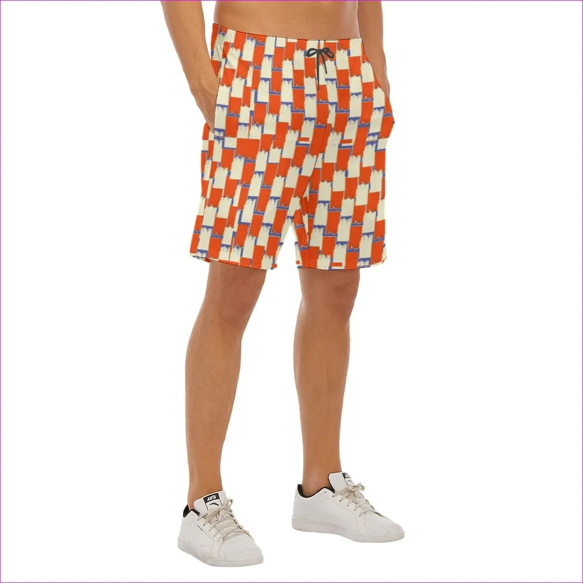 Taped Men's Beach Shorts With Elastic Waist