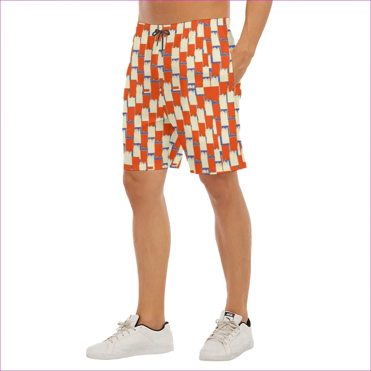 Taped Men's Beach Shorts With Elastic Waist