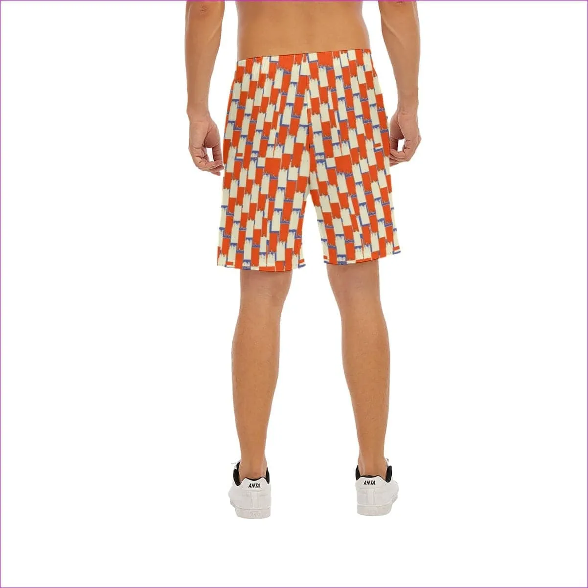 Taped Men's Beach Shorts With Elastic Waist