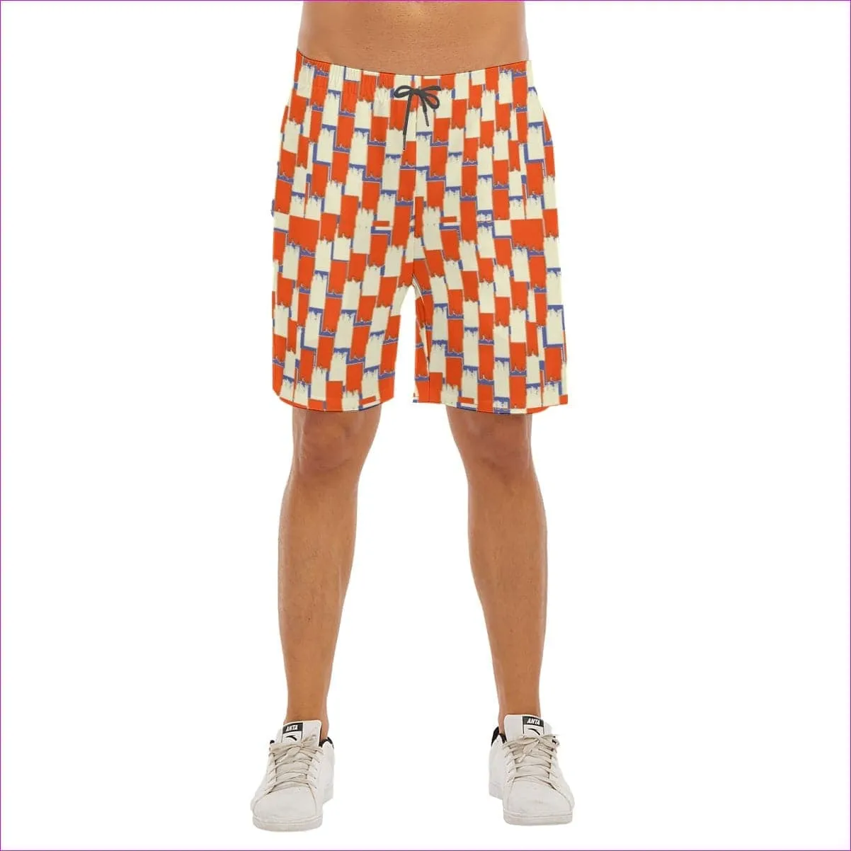 Taped Men's Beach Shorts With Elastic Waist