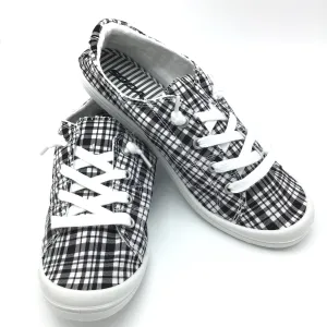 The Zig Slip On (Black & White Plaid)