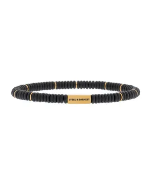 Two Tone Disc Gemstone Bracelet Black Onyx/Gold