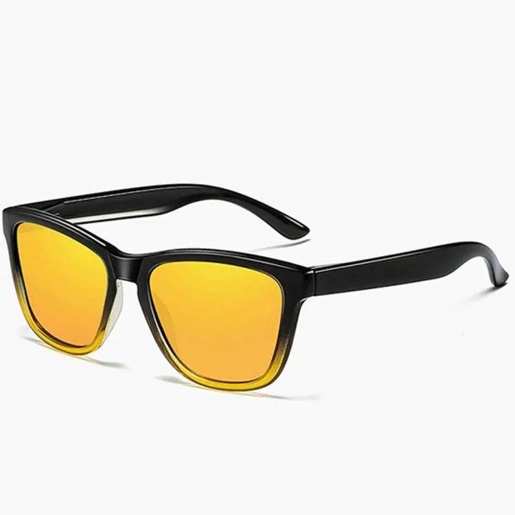 Unisex Retro Fashion Plastic Frame UV400 Polarized Sunglasses  (Gradient Black   Yellow)