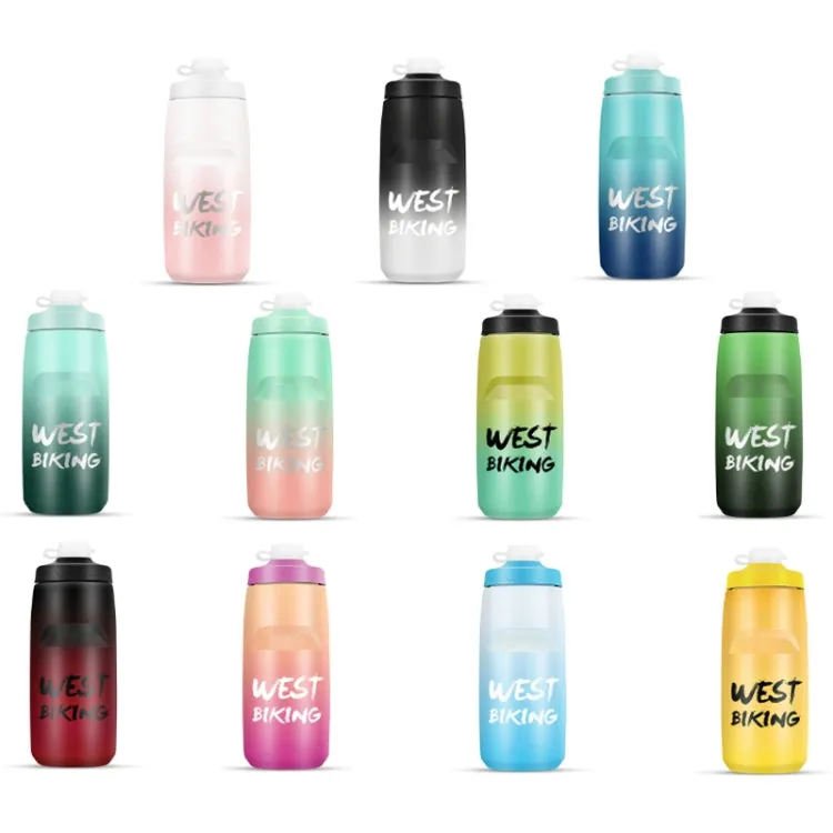 WEST BIKING 620ML Bicycle Water Bottle Portable Outdoor Cycling Water Cup, Color: Black Red Gradient