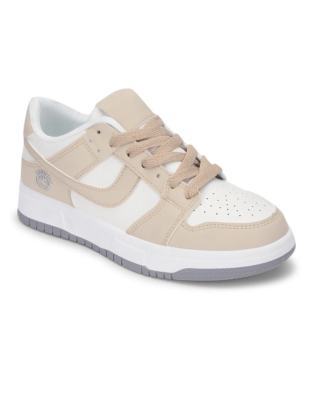 White Camel PU Stylish Lace-Up Sneakers (TC-RS3694-WHTCAM)