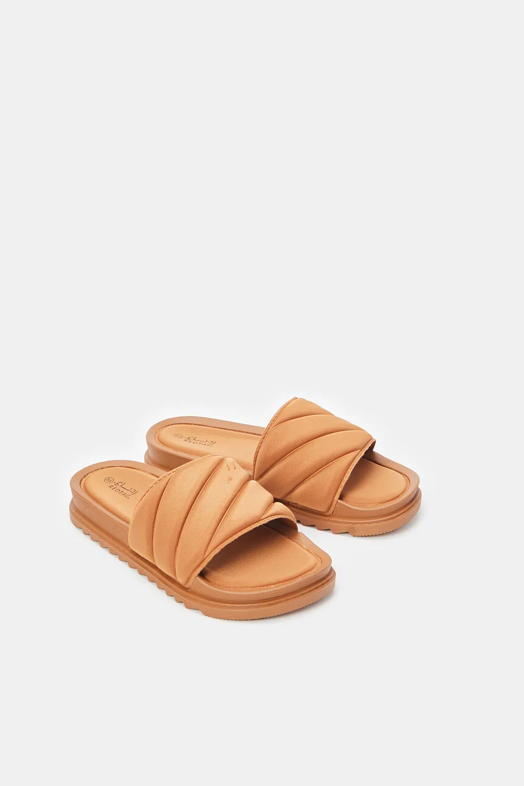 Women Brown Embossed Slide