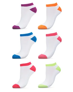 Women's 6 Pair Pack Highlight Tips Half Cushioned Low Cut Socks