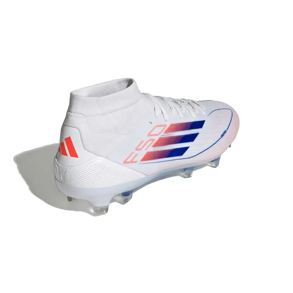 Women's F50 Pro Mid FG Soccer Cleats - Cloud White / Lucid Blue / Solar Red - Regular (B)