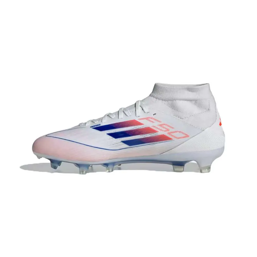 Women's F50 Pro Mid FG Soccer Cleats - Cloud White / Lucid Blue / Solar Red - Regular (B)